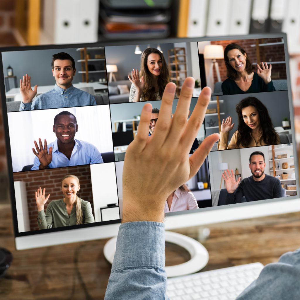 Woman attending webinar.